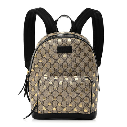 Gucci GG Supreme Monogram Bees Print Small Day Backpack Beige Oro Black 1 of 10