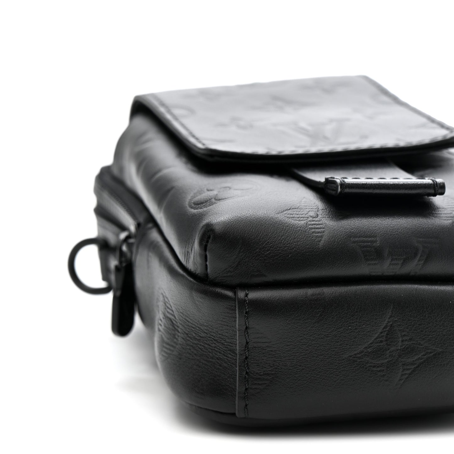 Calfskin Monogram Shadow Double Phone Pouch NM Black