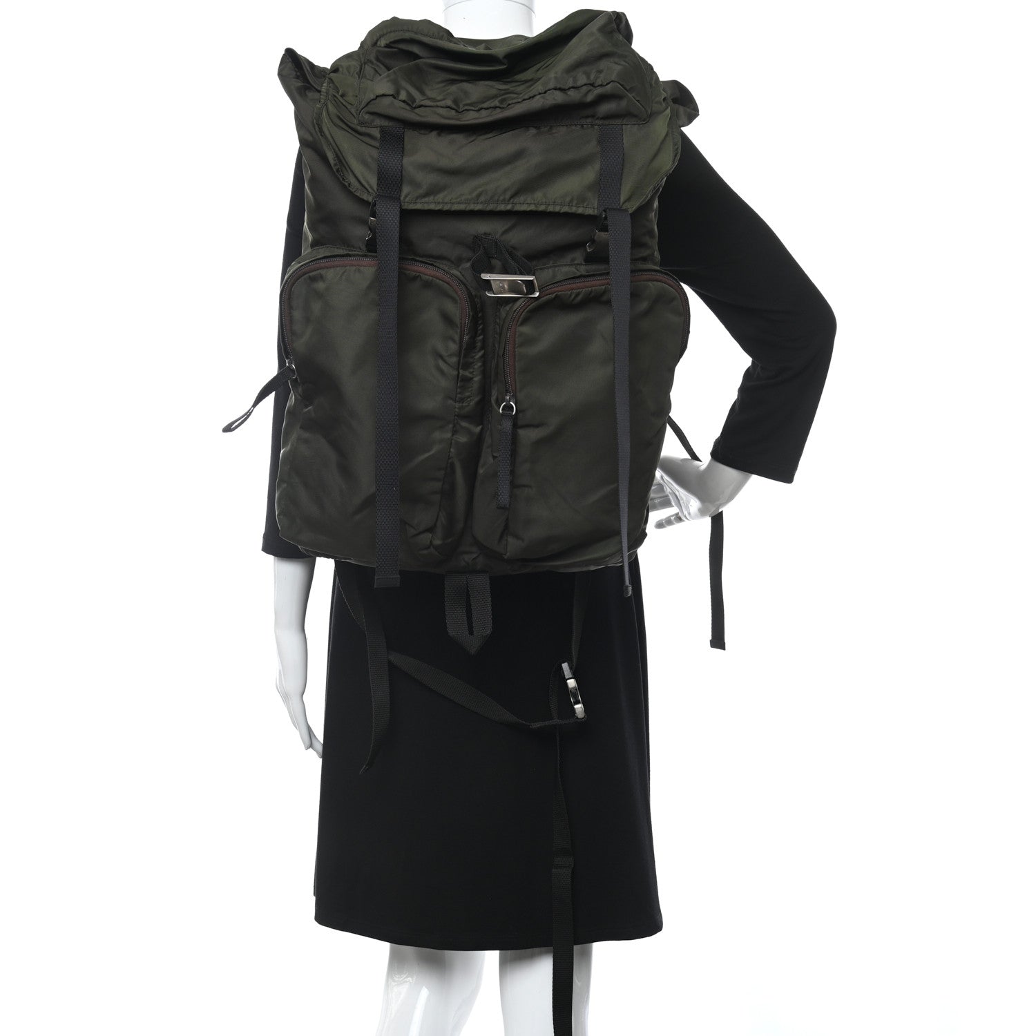 Prada Tessuto Nylon Buckle Backpack Mimetico 2 of 13