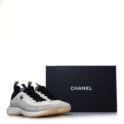 Chanel Velvet Calfskin Mixed Fibers CC Sneakers 36.5 Ivory Black 9 of 9