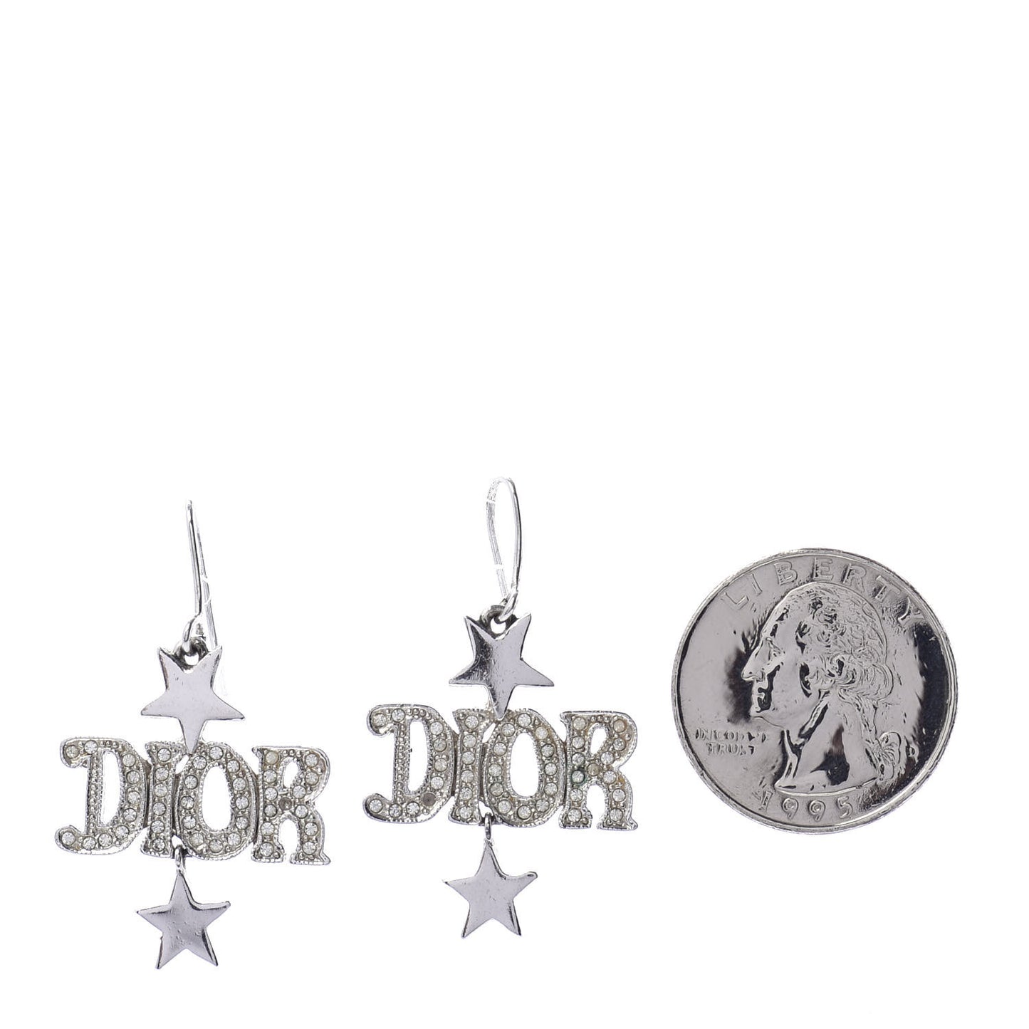 Crystal Star Dangle Earrings Silver