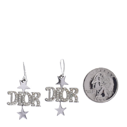 Christian Dior Crystal Star Dangle Earrings Silver 2 of 3