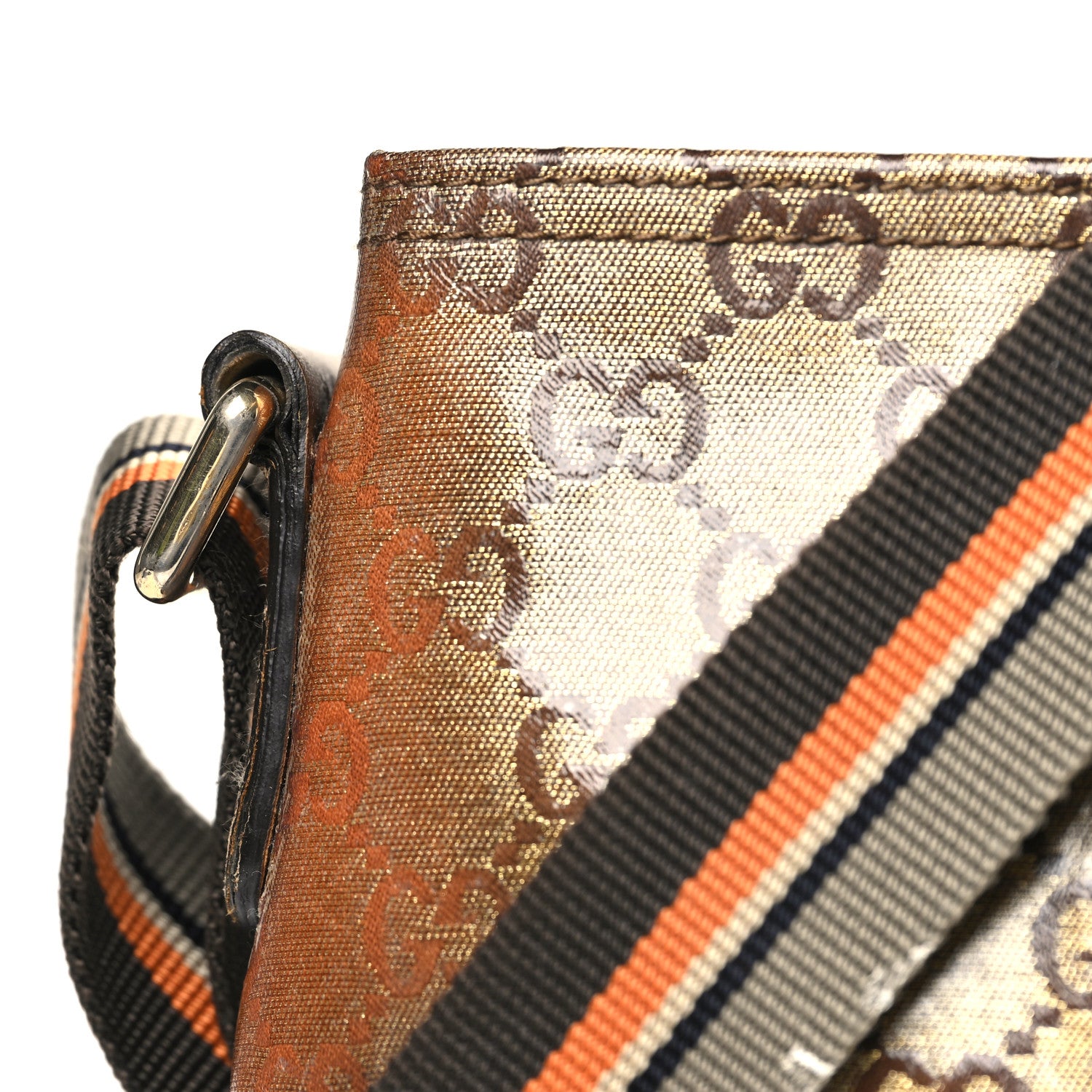 Gucci Crystal Monogram Web Small Flat Messenger Crossbody Bronze 12 of 13