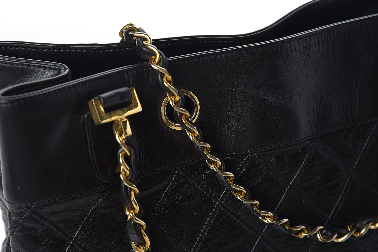 Chanel Lambskin Stitched Shopper Tote Black 13 of 15