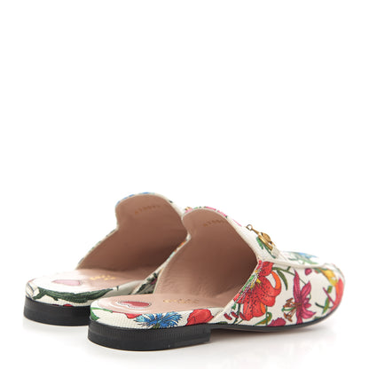 Gucci Canvas Flora Womens Princetown Slippers 36 White Multicolor 4 of 9