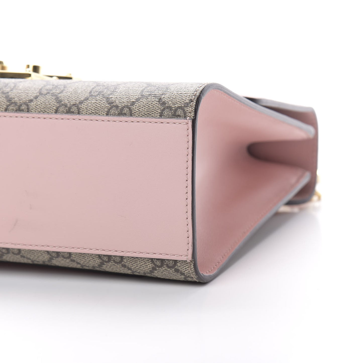 GG Supreme Monogram Calfskin Medium Padlock Shoulder Bag Beige Perfect Pink