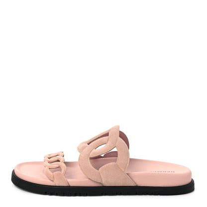 Hermes Suede Goatskin Extra Sandals 38 Rose Opaline 1 of 8
