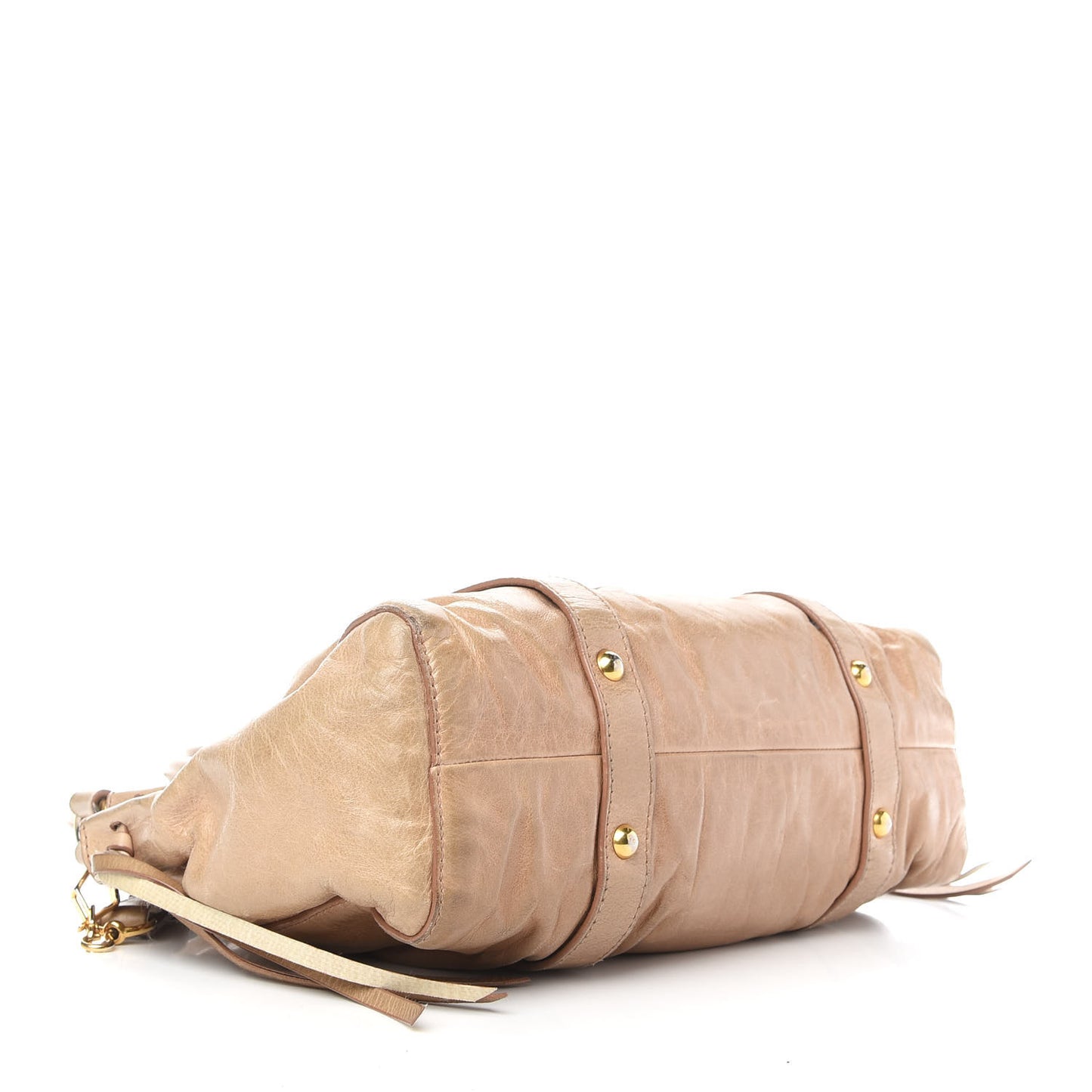 Vitello Lux Gathered Tote Beige