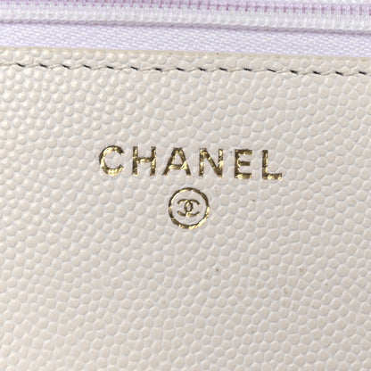Chanel Caviar Quilted Perforated Metal CC Wallet On Chain WOC White 6 of 14