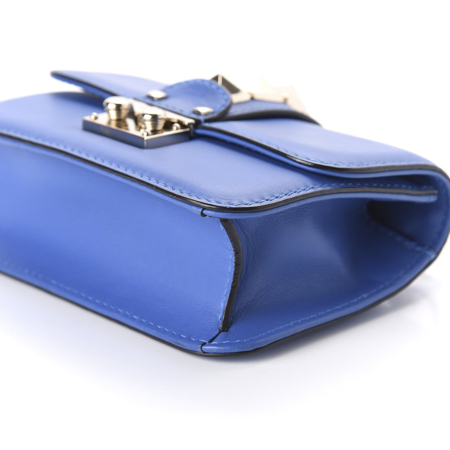 Vitello Mini Glam Lock Rockstud Flap Blue