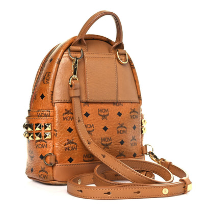 MCM Visetos Side Stud Mini Stark Backpack Cognac 2 of 10