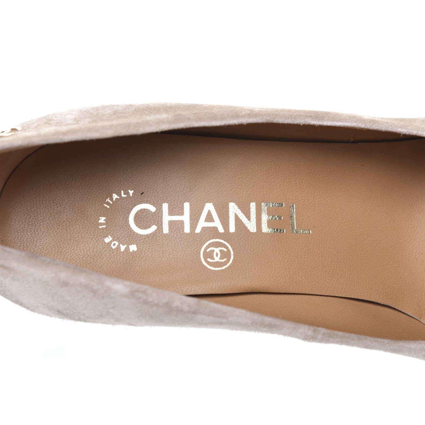 Suede Calfskin CC Pumps 36 Dark Beige