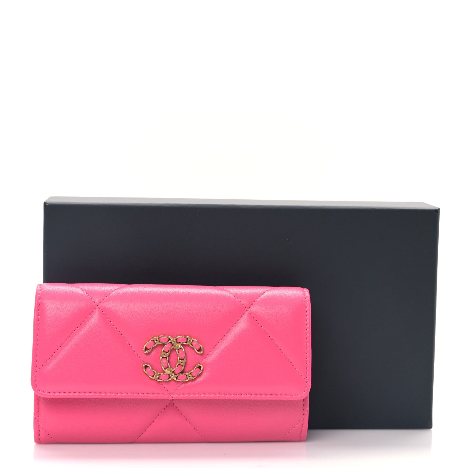 Chanel Lambskin Quilted Chanel 19 Flap Wallet Dark Pink 11 of 11