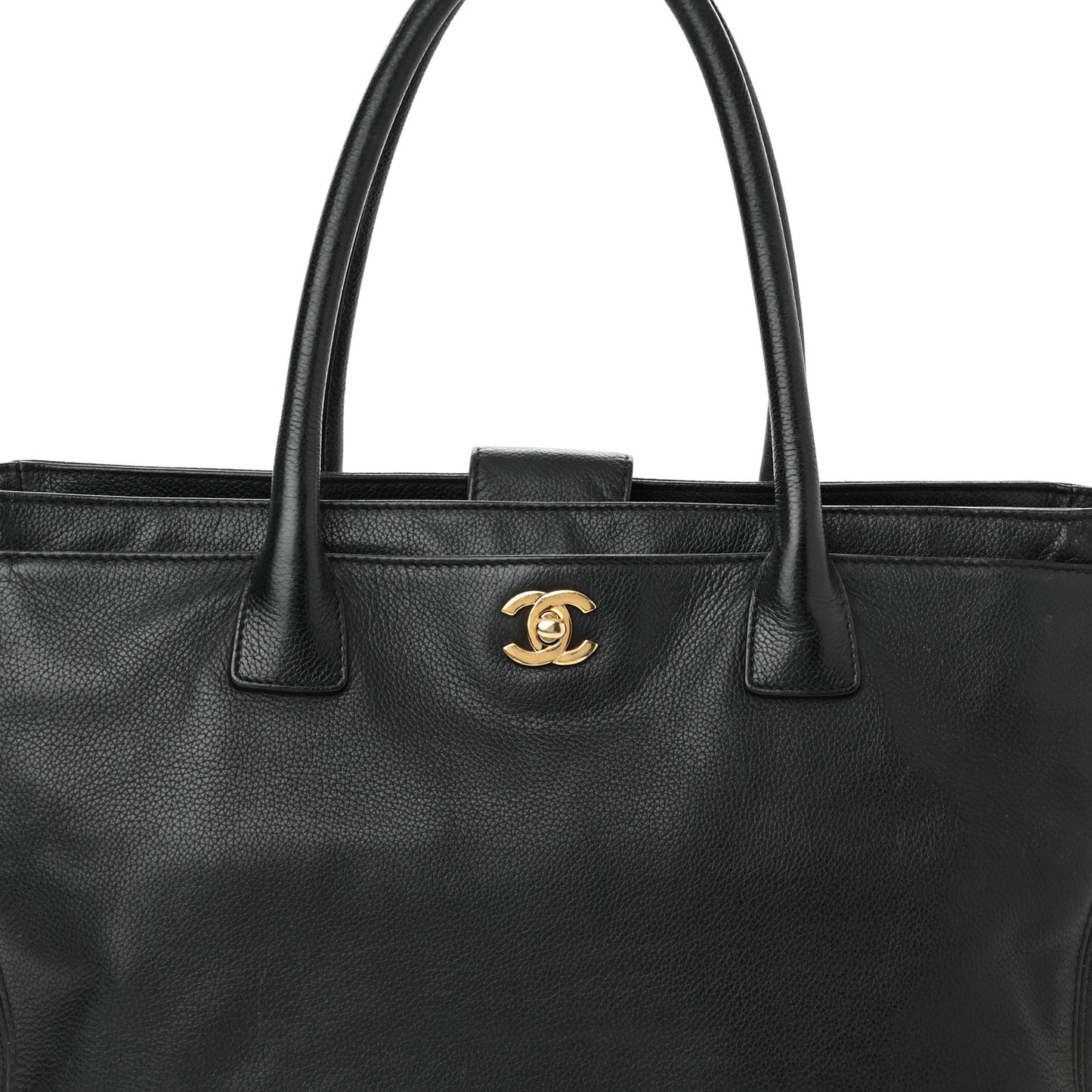 Calfskin Cerf Executive Shopper Tote Black