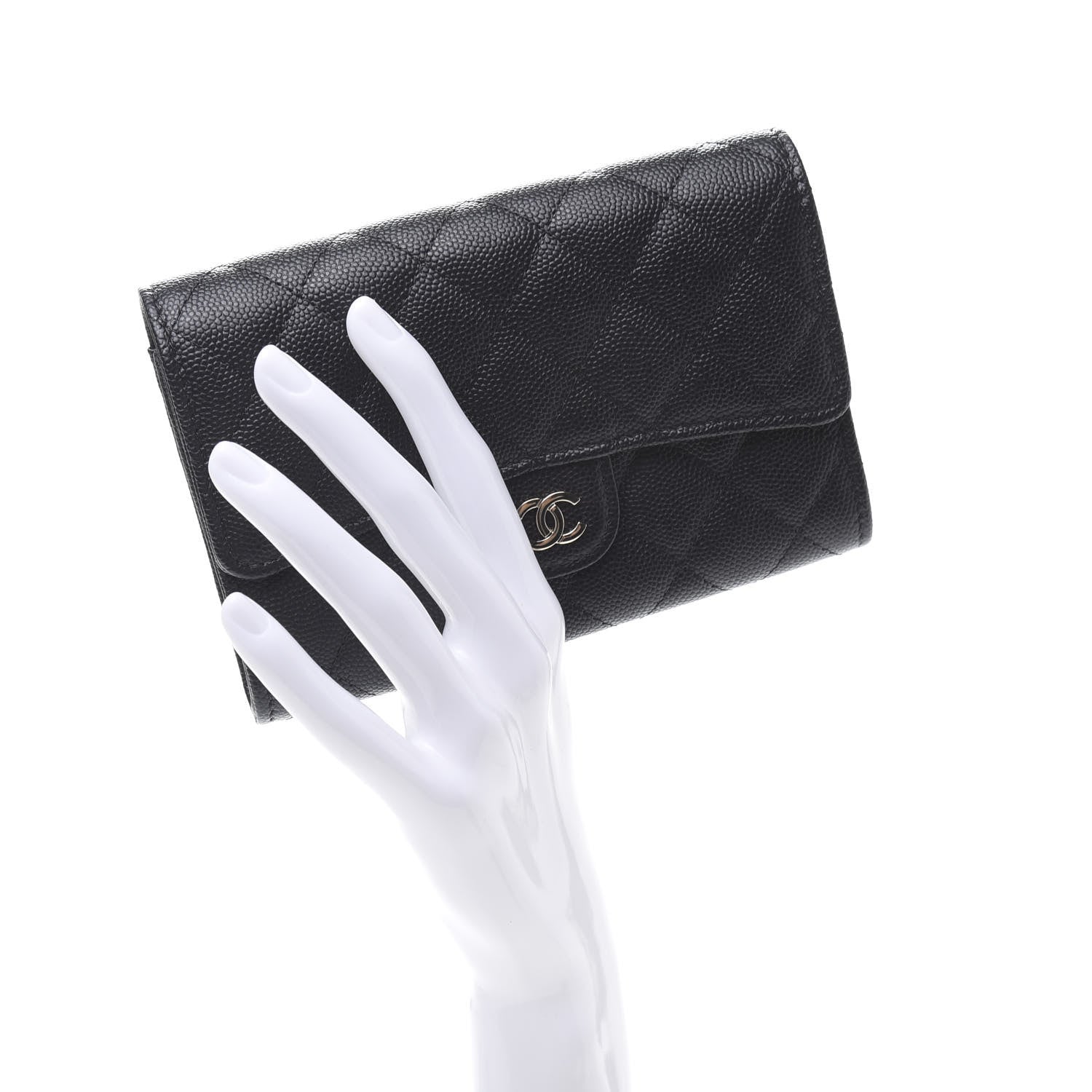 Chanel Caviar Quilted Medium Flap Wallet Black 2 of 9