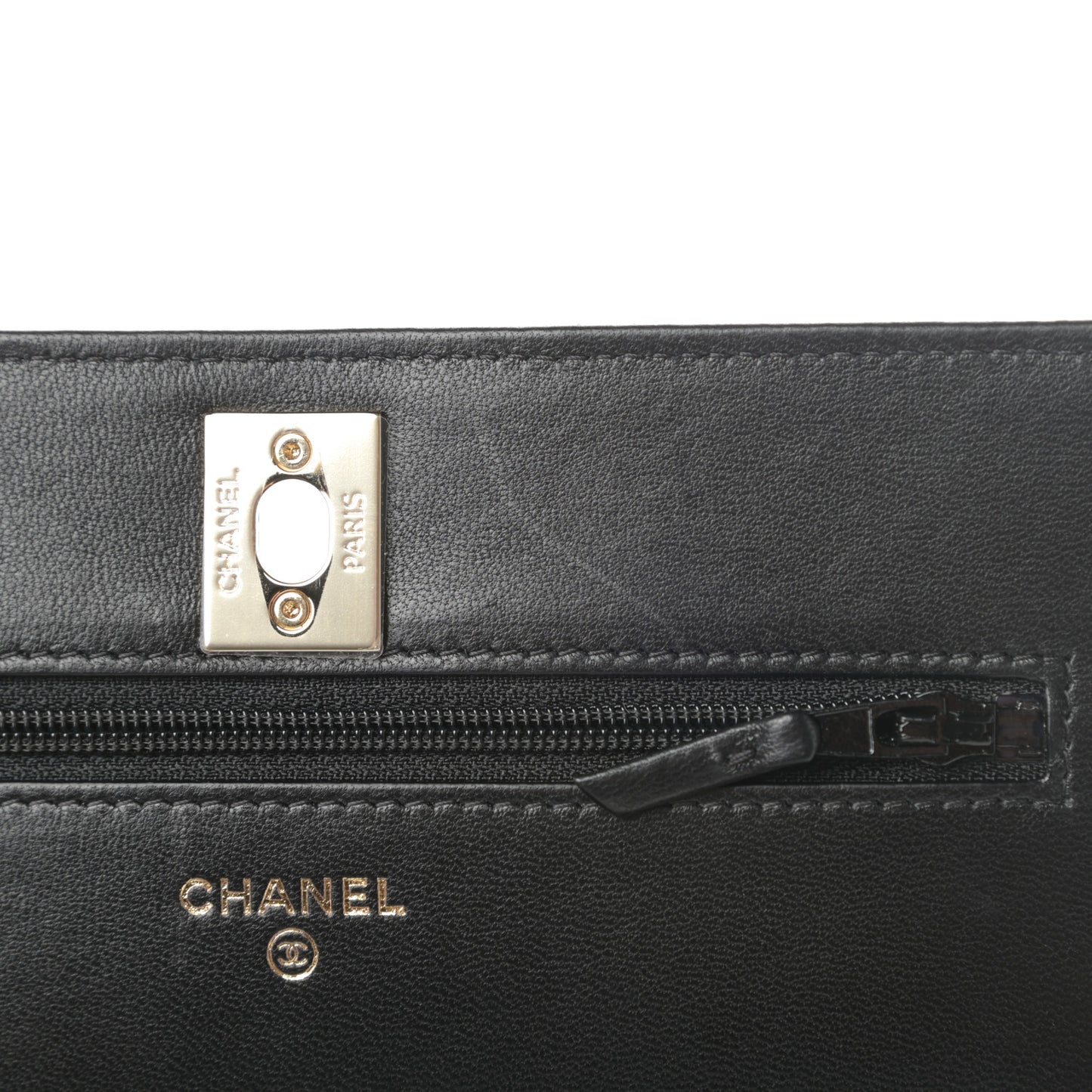 Lambskin Quilted Trendy CC Wallet On Chain WOC Black