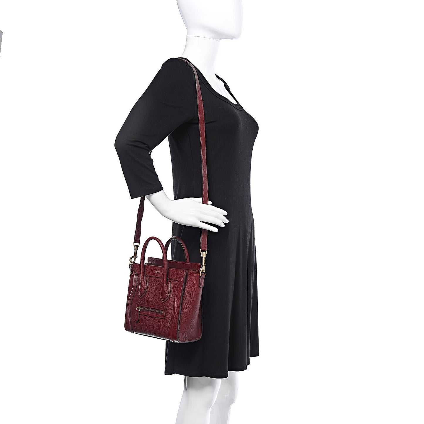 Smooth Calfskin Goatskin Nano Luggage Burgundy