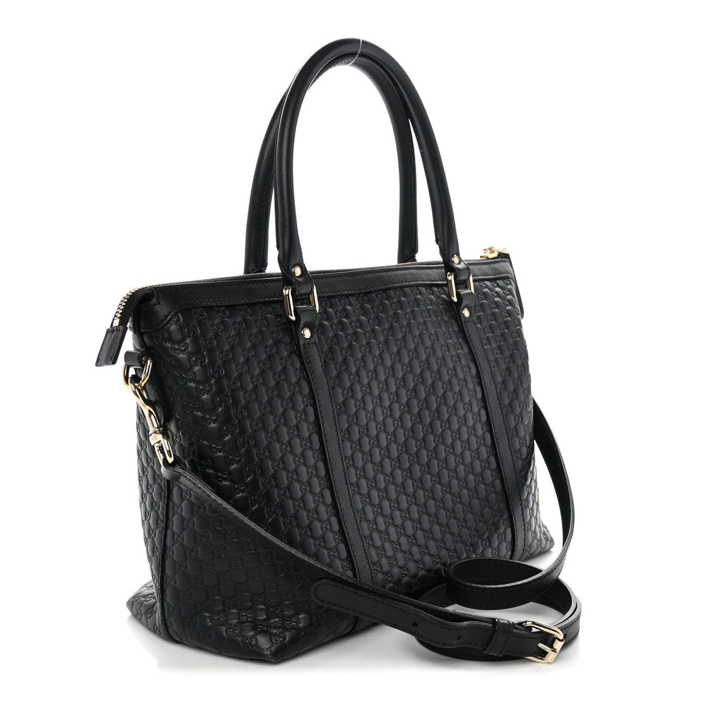 Soft Microguccissima Small Zippered Satchel Black