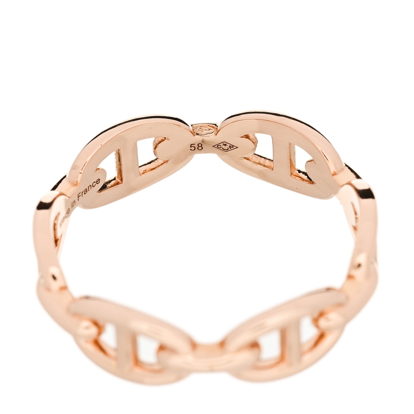 18K Rose Gold PM Chaine d'Ancre Enchainee Ring 58 8.5