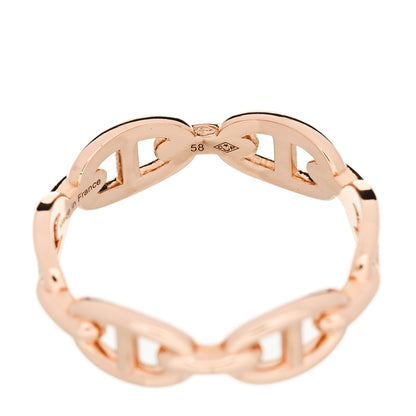 Hermes 18K Rose Gold PM Chaine d'Ancre Enchainee Ring 58 8.5 5 of 7
