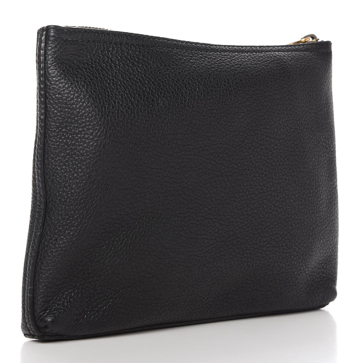 Pebbled Calfskin Medium Logo Portfolio Clutch Black