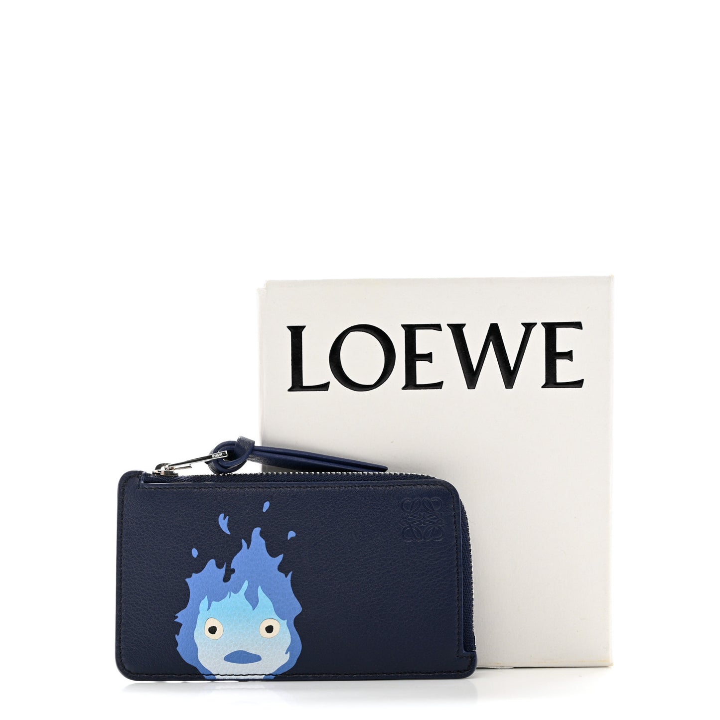X HOWLS MOVING CASTLE Classic Calfskin Calcifer Coin Cardholder Marine