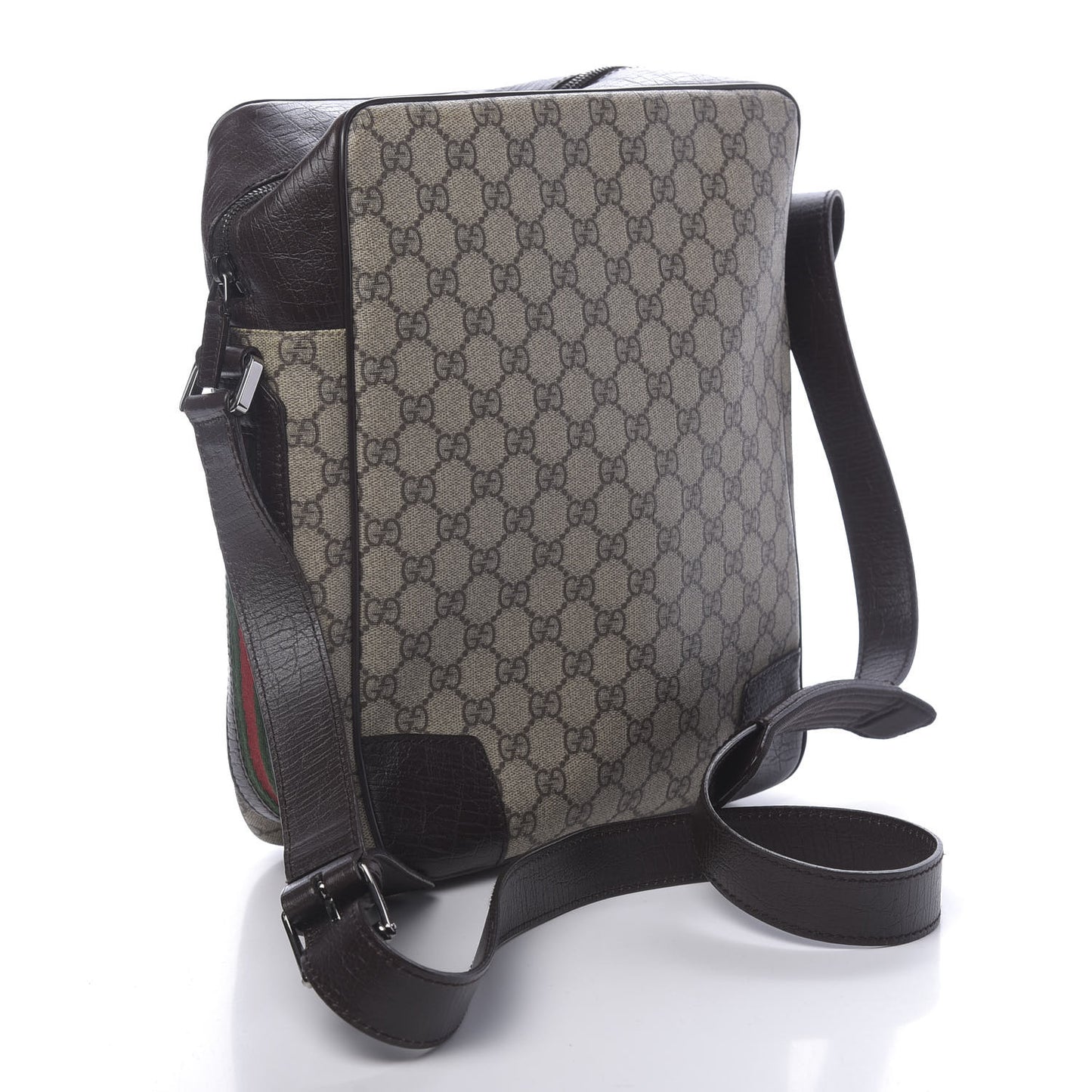 GG Supreme Monogram Web Messenger Brown
