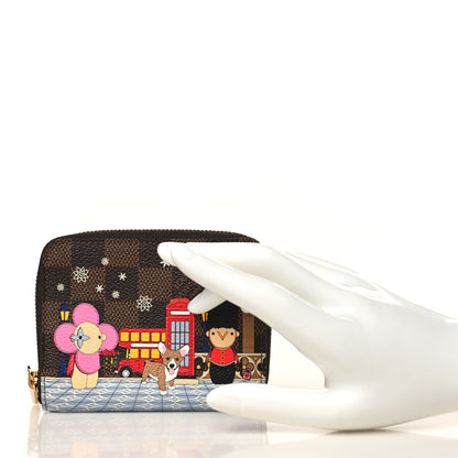 Louis Vuitton Damier Ebene 2021 Christmas Animation London Zippy Coin Purse Red 2 of 6