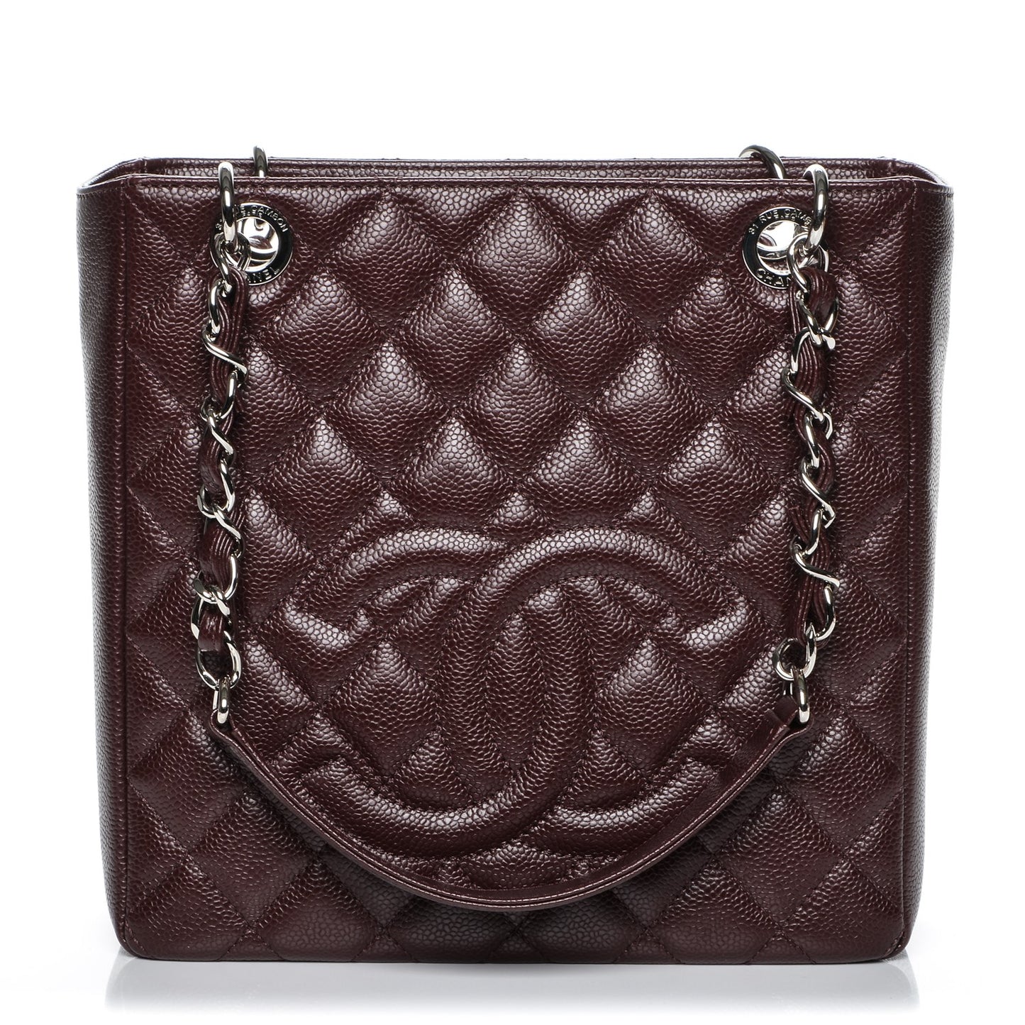 Caviar Quilted Petit Shopping Tote PST Dark Burgundy