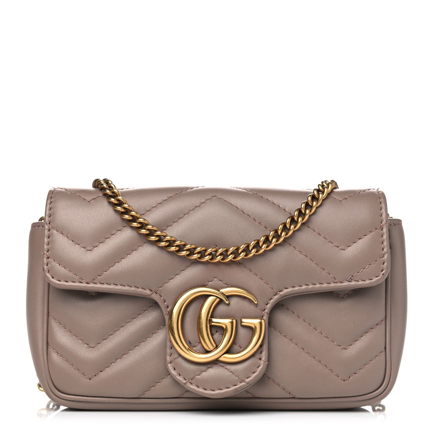 Calfskin Matelasse Super Mini GG Marmont Shoulder Bag Porcelain Rose