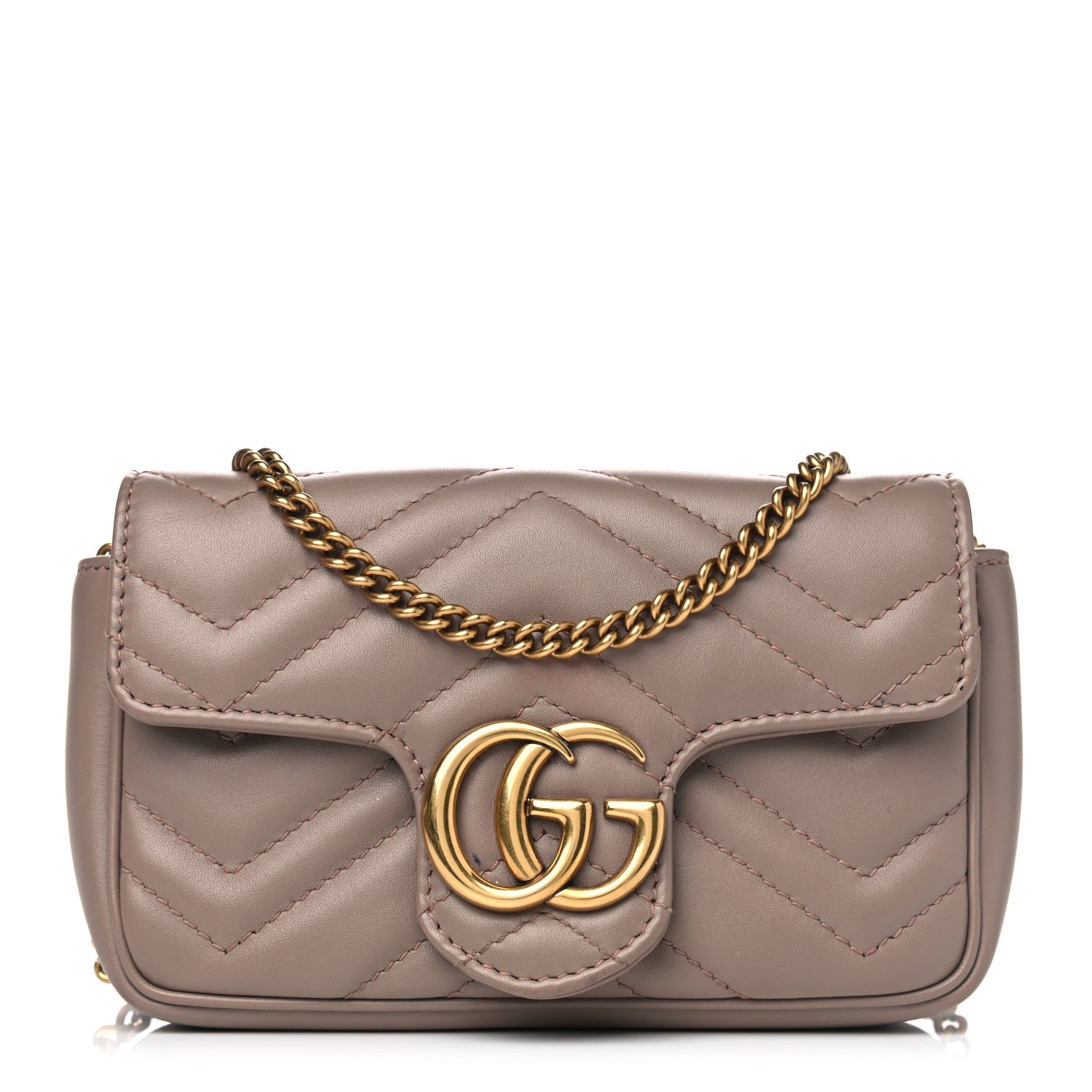 Gucci Calfskin Matelasse Super Mini GG Marmont Shoulder Bag Porcelain Rose 1 of 7