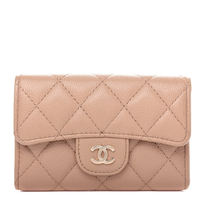 Chanel Caviar Quilted Flap Card Holder Wallet Beige 1 of 9