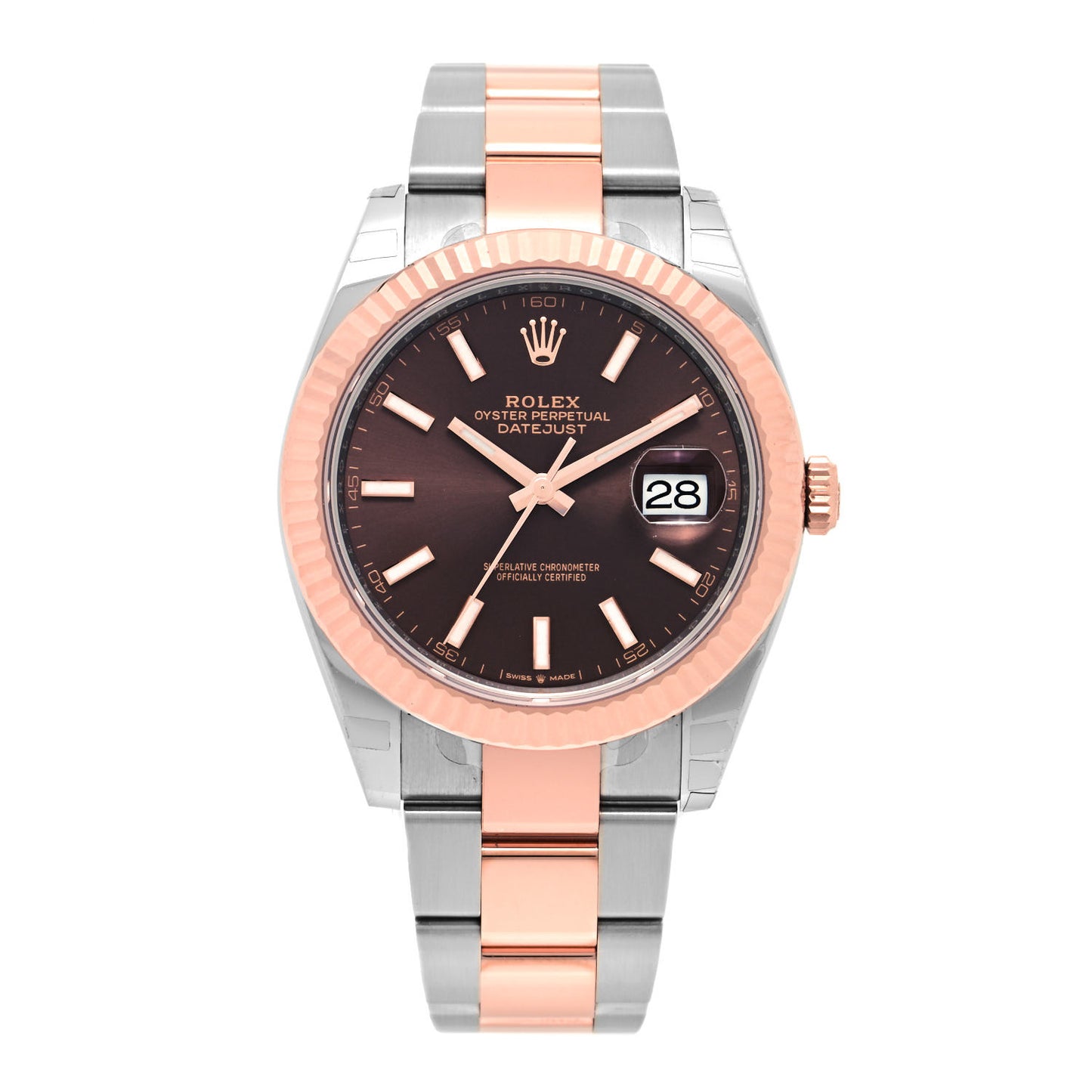 Stainless Steel 18K Everose Gold 41mm Oyster Perpetual Datejust Watch Chocolate 126331