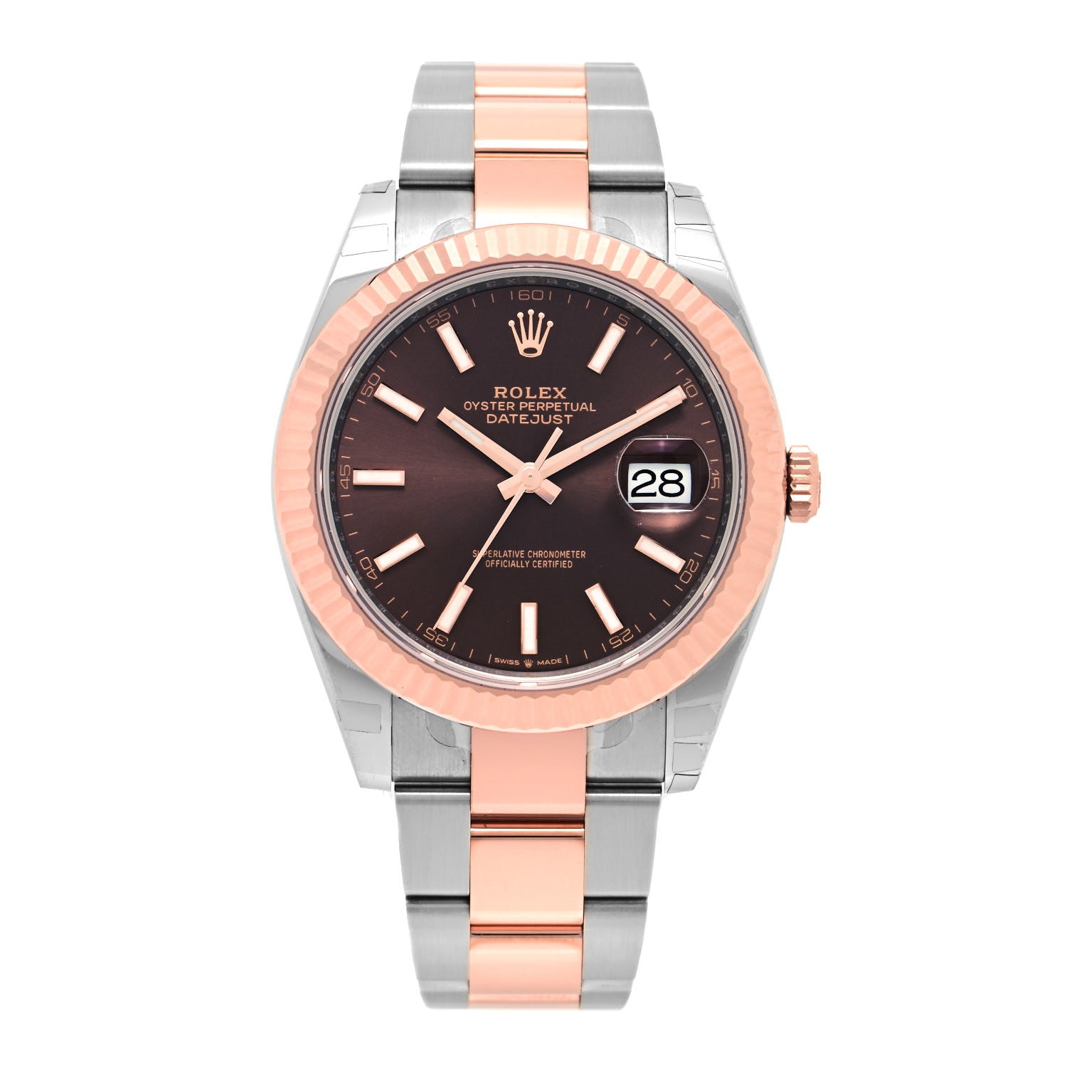 Rolex Stainless Steel 18K Everose Gold 41mm Oyster Perpetual Datejust Watch Chocolate 126331 1 of 5