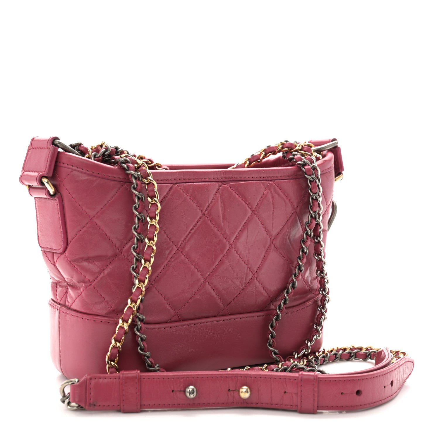 Chanel Aged Calfskin Quilted Small Gabrielle Hobo Dark Pink 3 of 11