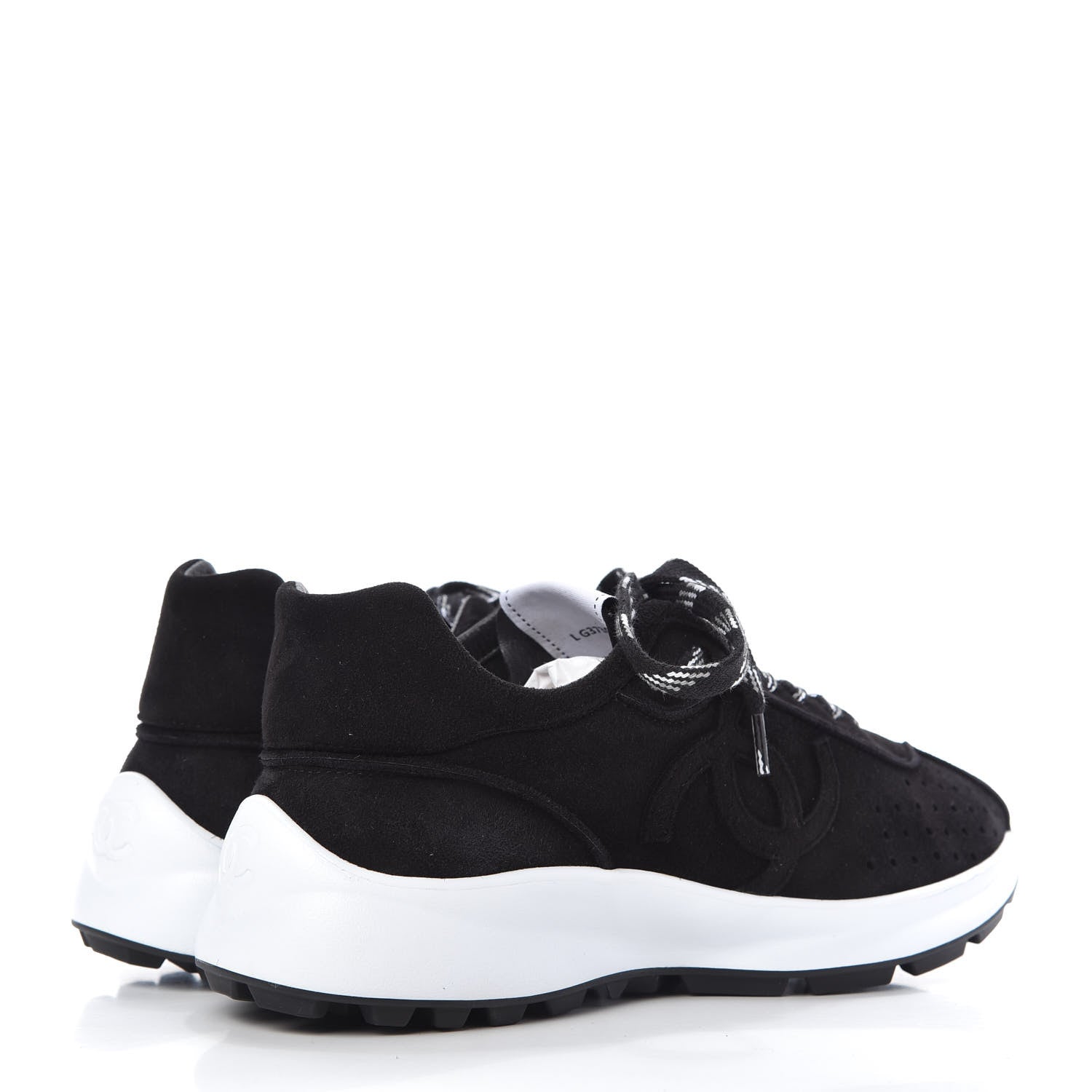 Chanel Suede Goatskin CC Sneakers 36.5 Black 4 of 10