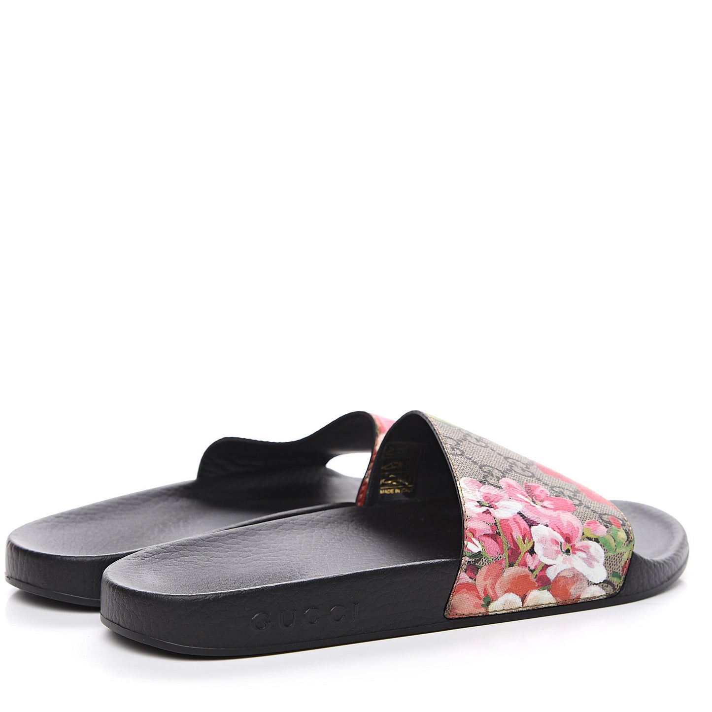 GG Supreme Monogram Blooms Slide Sandals 38 Beige Multicolor