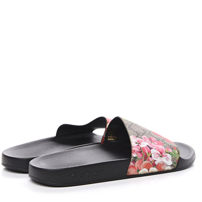 Gucci GG Supreme Monogram Blooms Slide Sandals 38 Beige Multicolor 4 of 7
