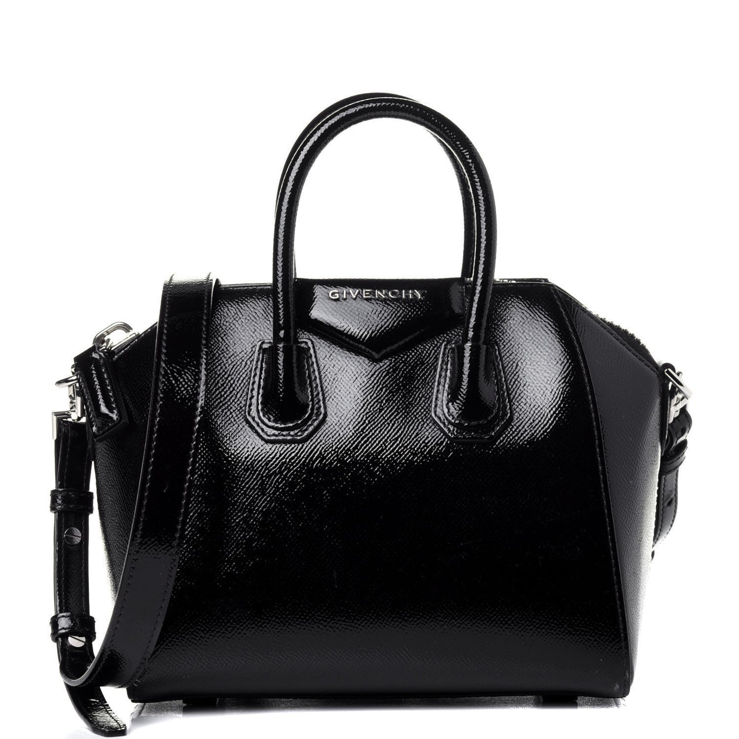 Textured Patent Calfskin Mini Antigona Black
