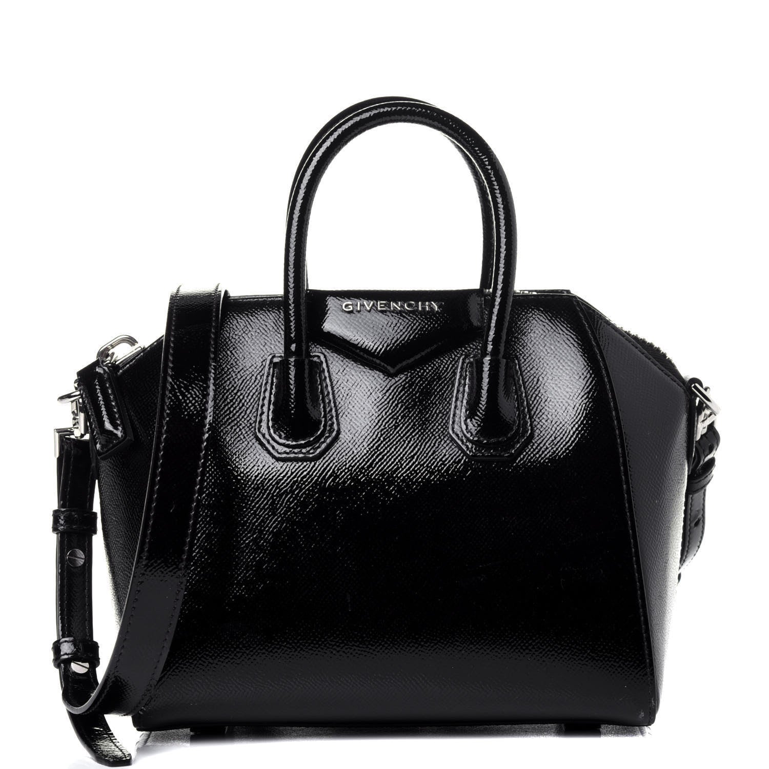 Givenchy Textured Patent Calfskin Mini Antigona Black 1 of 11