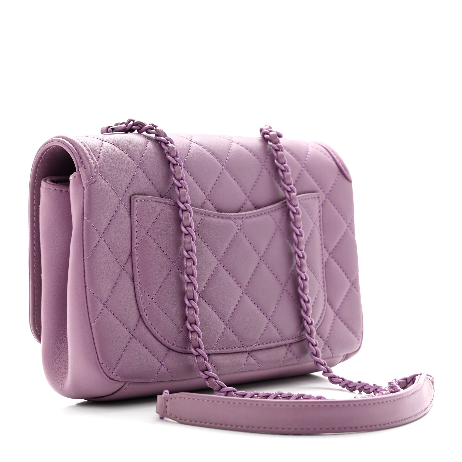 Chanel Lambskin Quilted Small CC Filigree Flap Purple 3 of 13