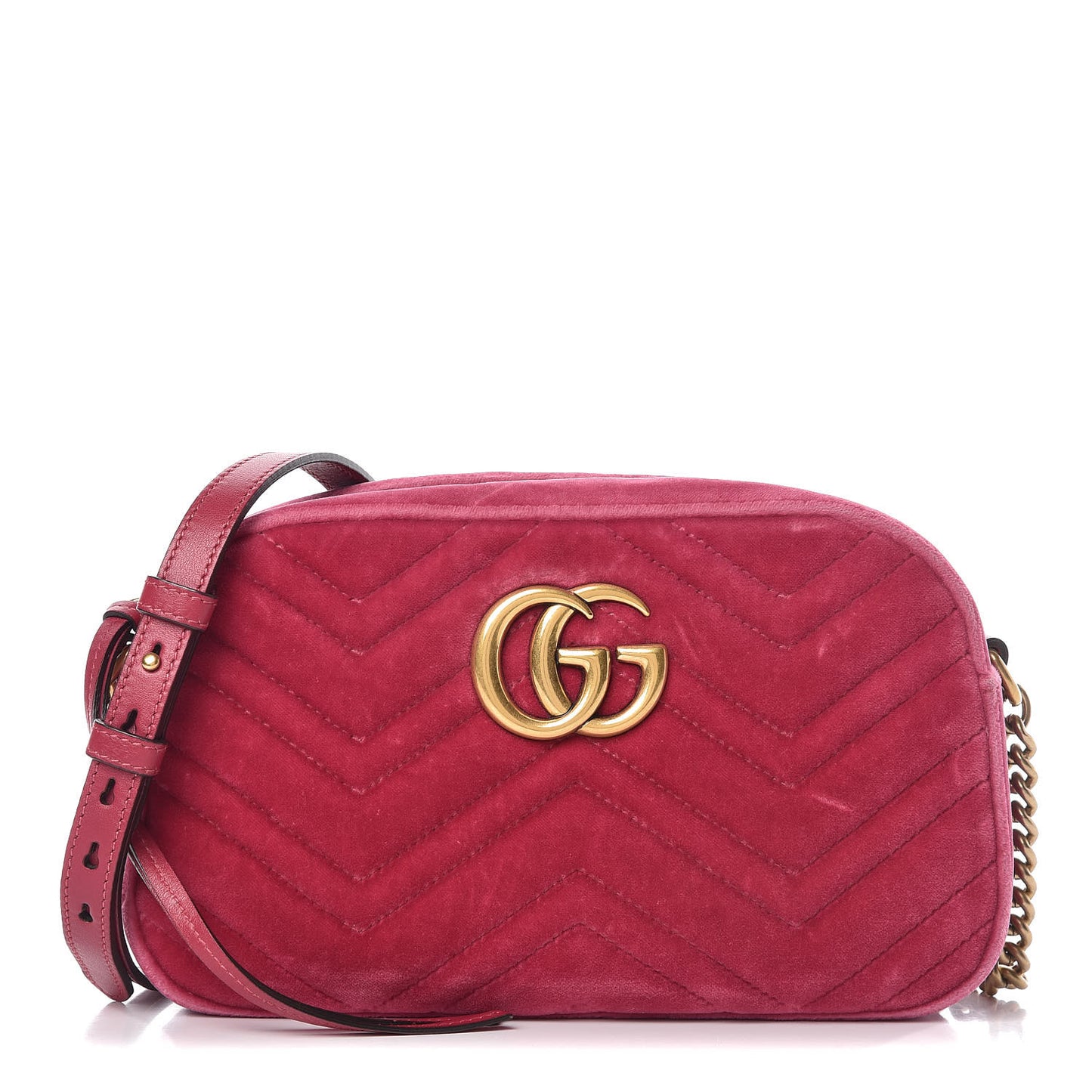 Velvet Matelasse Small GG Marmont Chain Shoulder Bag Light Raspberry Rose