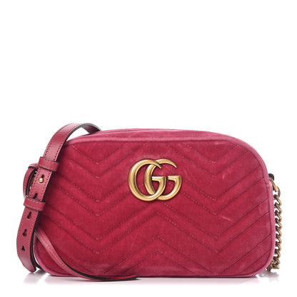 Gucci Velvet Matelasse Small GG Marmont Chain Shoulder Bag Light Raspberry Rose 1 of 13
