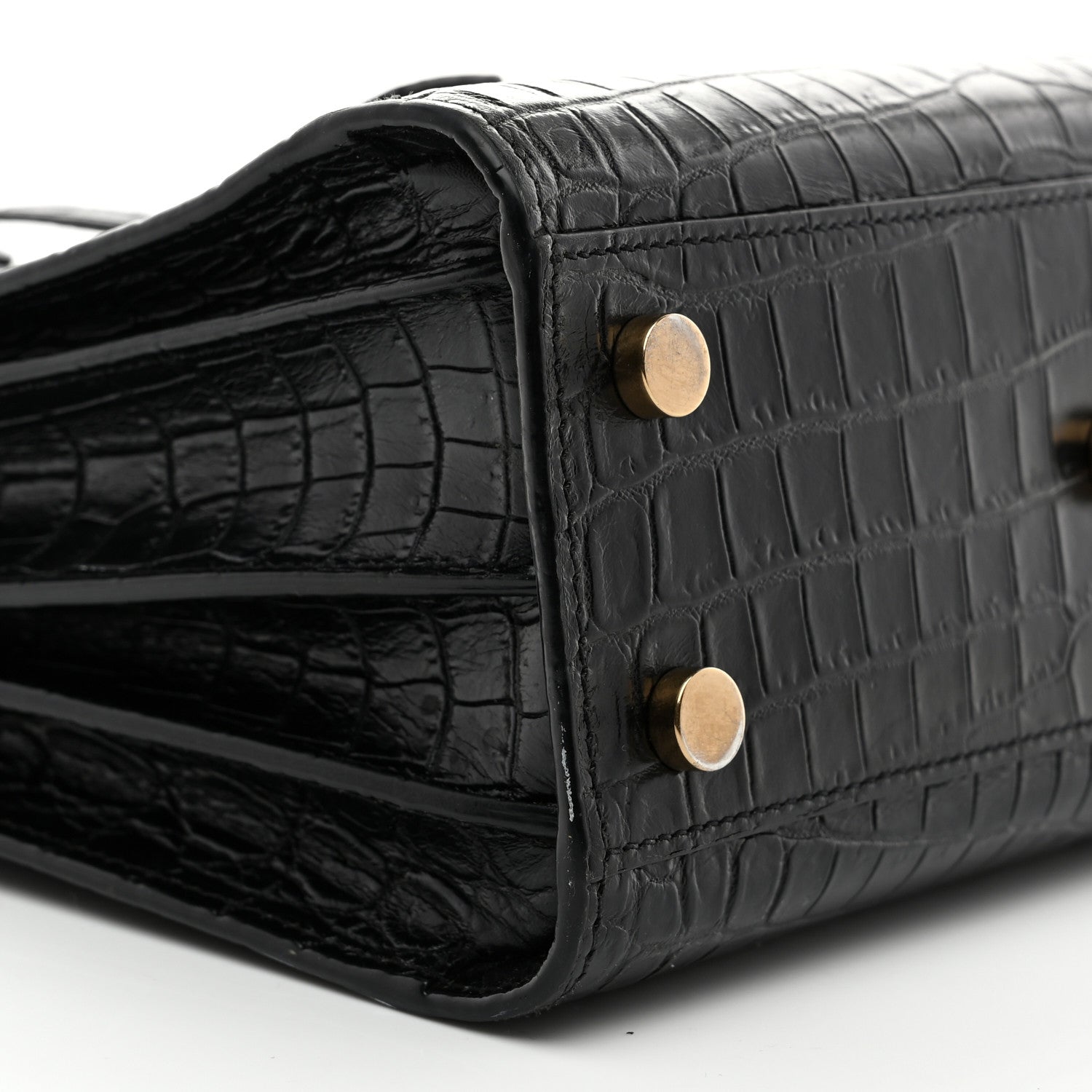Saint Laurent Calfskin Crocodile Embossed Nano Sac De Jour Black 9 of 10