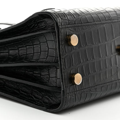 Saint Laurent Calfskin Crocodile Embossed Nano Sac De Jour Black 9 of 10