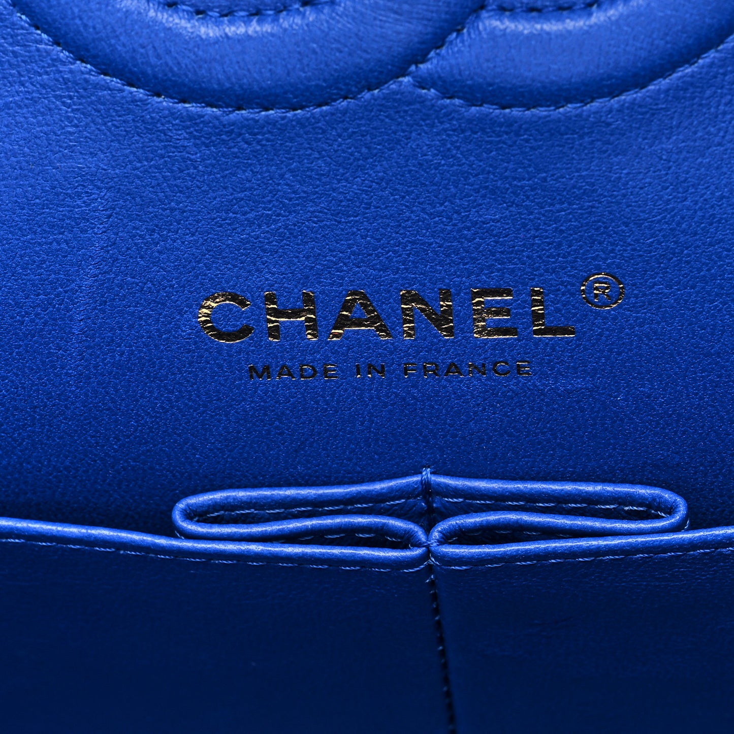 Iridescent Caviar Quilted Medium Double Flap Blue