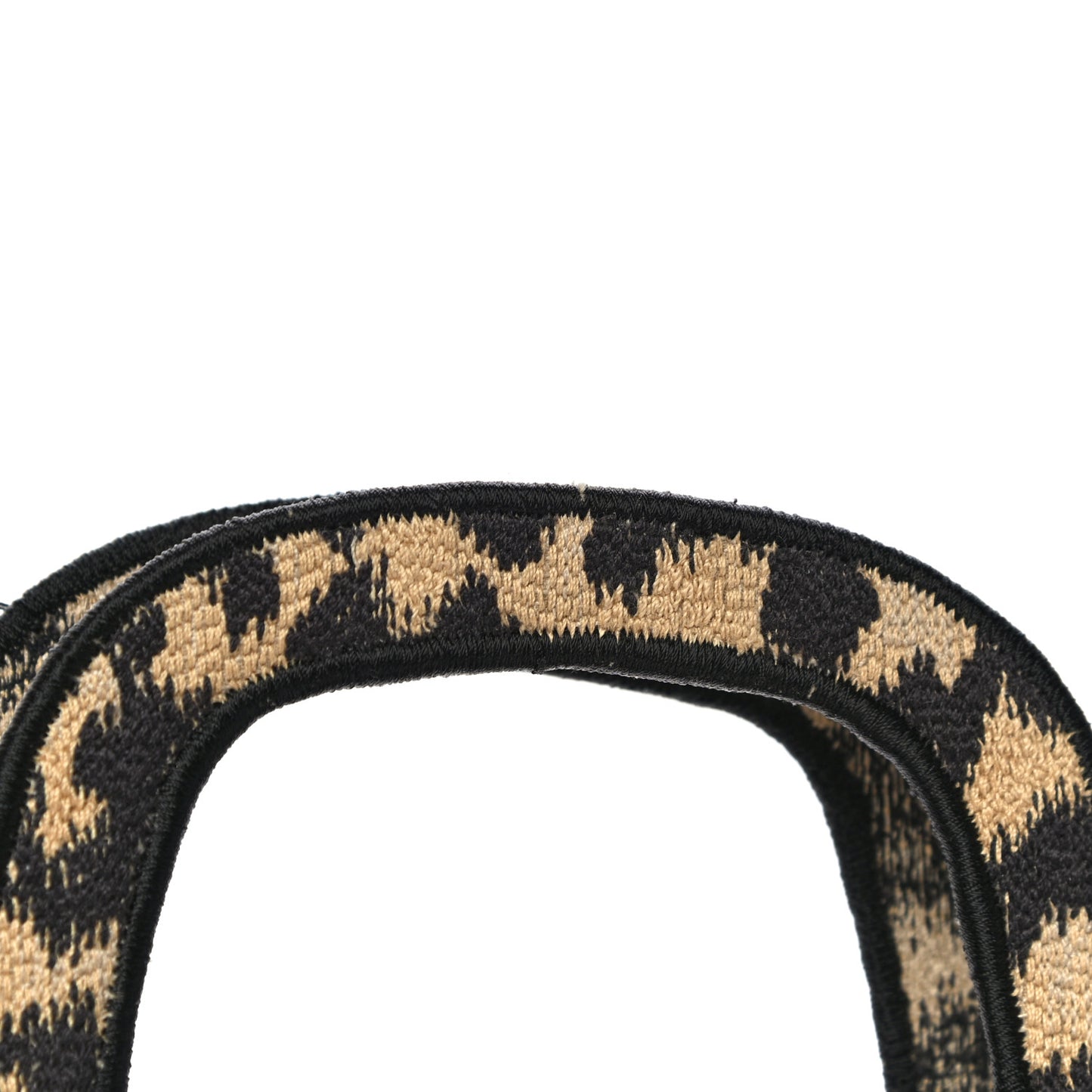 Canvas Mizza Embroidered Mini Leopard Book Tote Beige