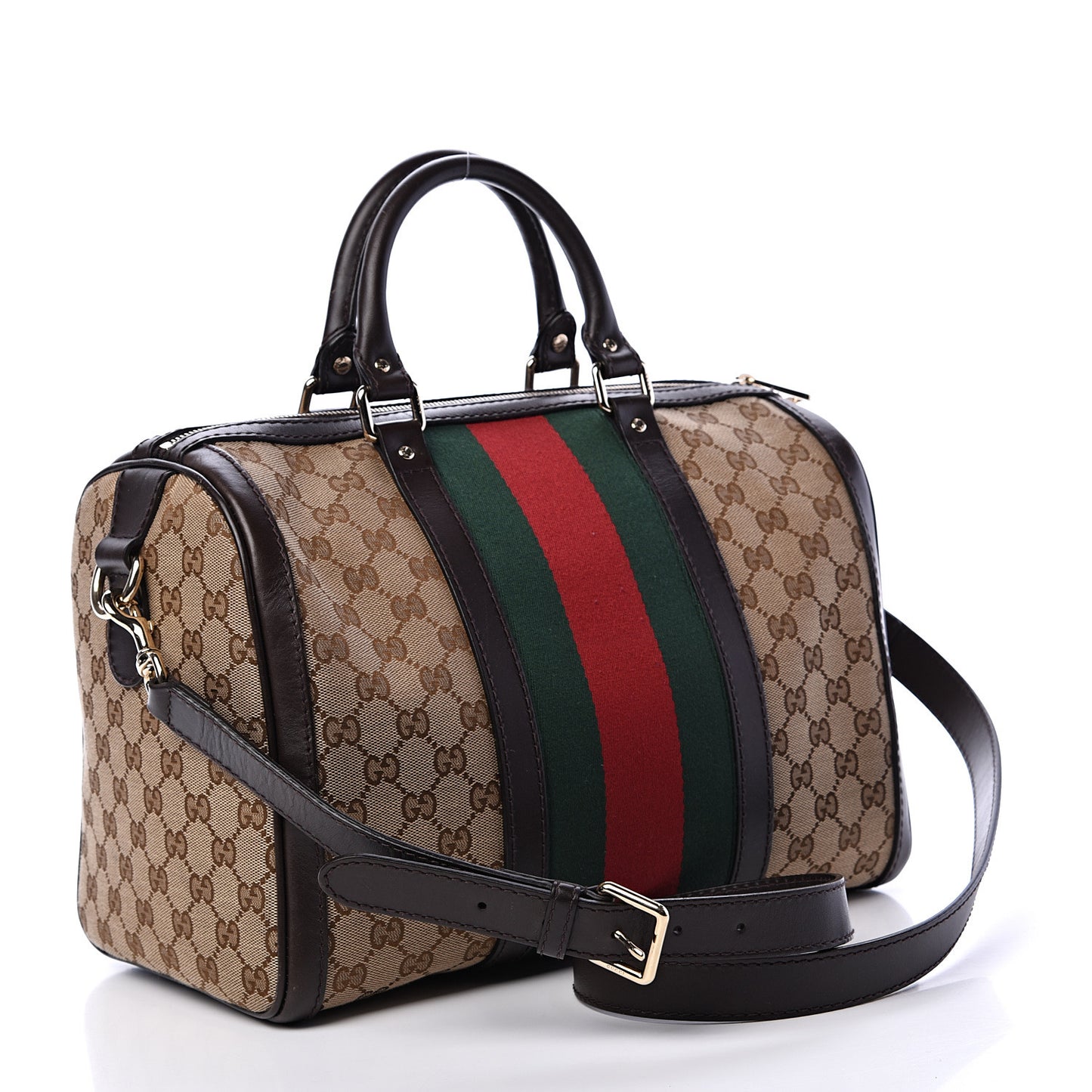 Monogram Vintage Web Medium Boston Dark Brown