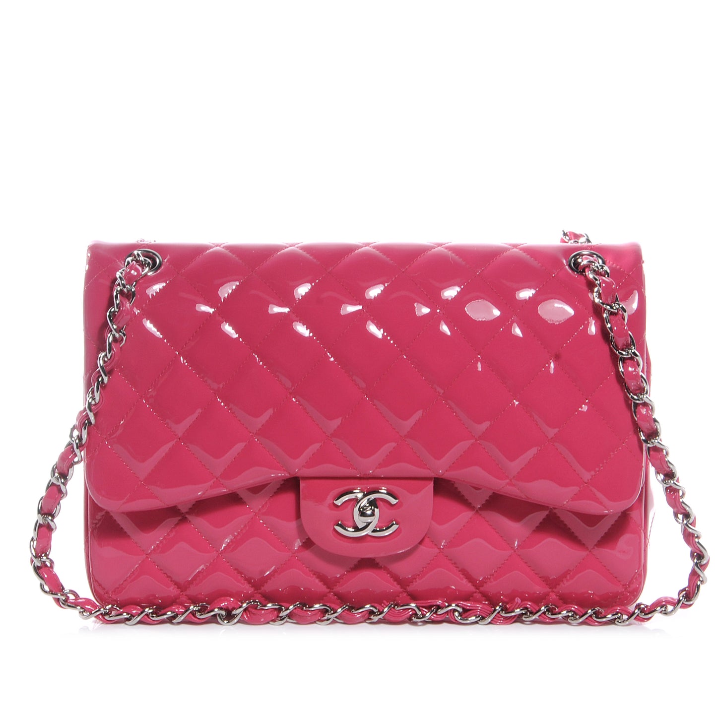 Patent Jumbo Double Flap Fuchsia