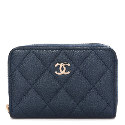 Chanel Caviar Quilted Zip Coin Purse Dark Blue 1 of 7